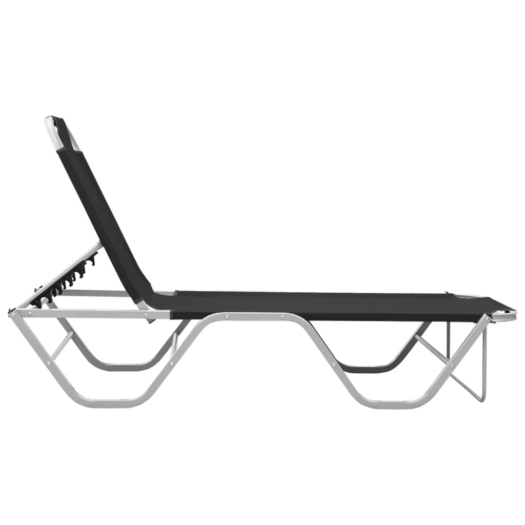 Sleek Black Aluminium Textilene Sun Lounger - Durable & Stylish