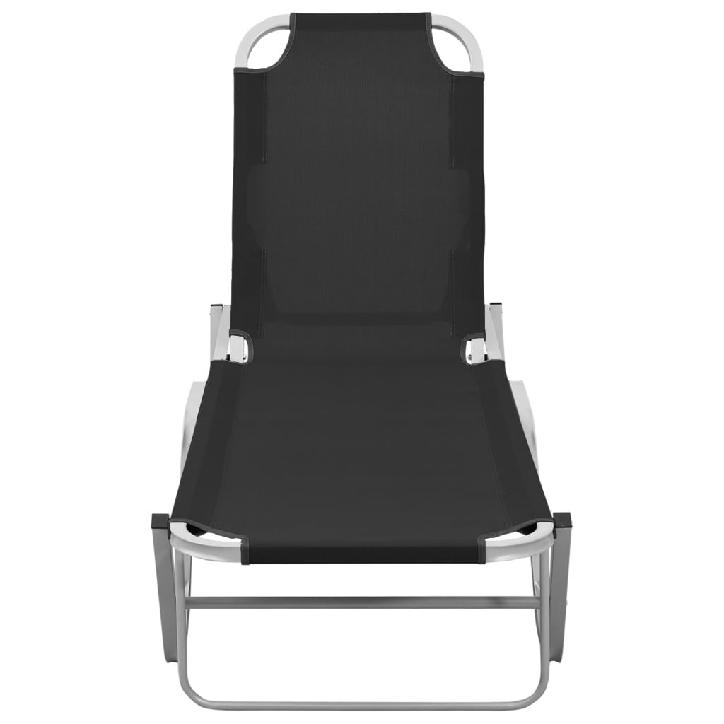 Sleek Black Aluminium Textilene Sun Lounger - Durable & Stylish