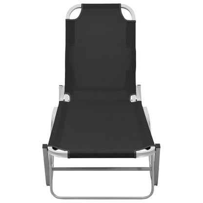 Sleek Black Aluminium Textilene Sun Lounger - Durable & Stylish