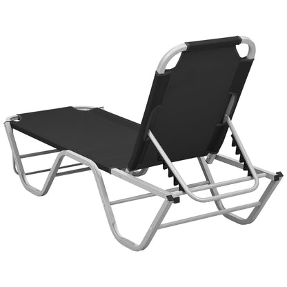 Sleek Black Aluminium Textilene Sun Lounger - Durable & Stylish
