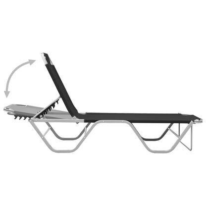 Sleek Black Aluminium Textilene Sun Lounger - Durable & Stylish