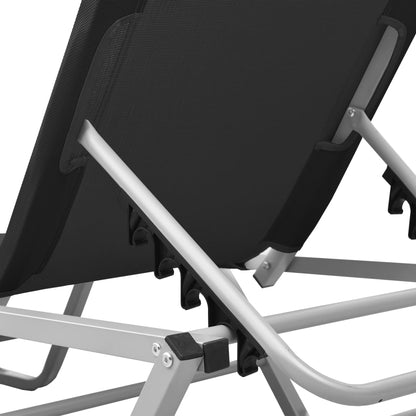 Sleek Black Aluminium Textilene Sun Lounger - Durable & Stylish