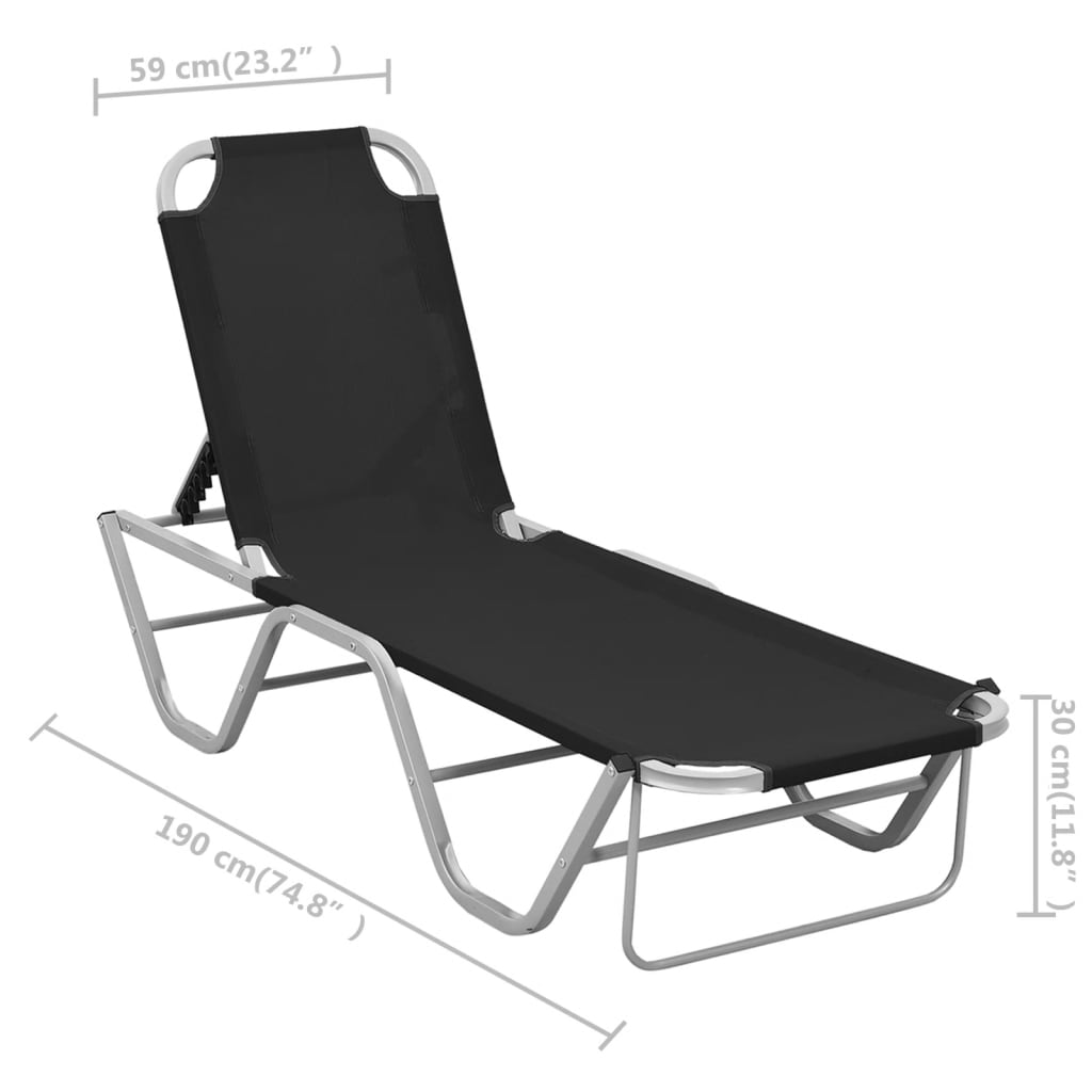 Sleek Black Aluminium Textilene Sun Lounger - Durable & Stylish