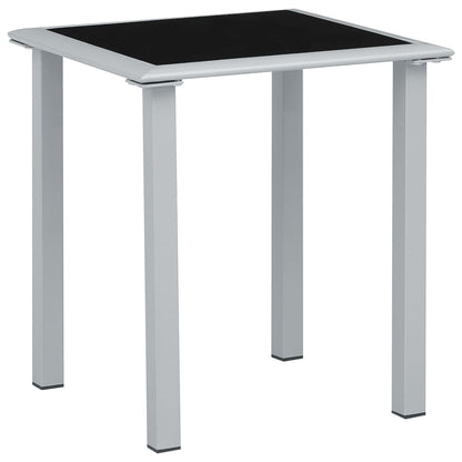 Black Aluminium Sun Loungers Set with Table - 2 Pcs