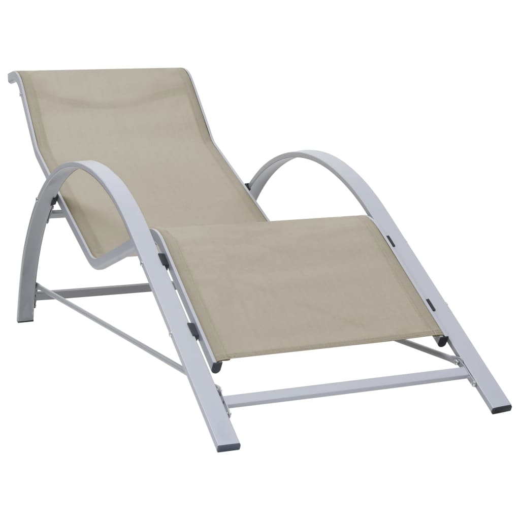 Cream Aluminum Sun Lounger Set with Table - 2 Pieces