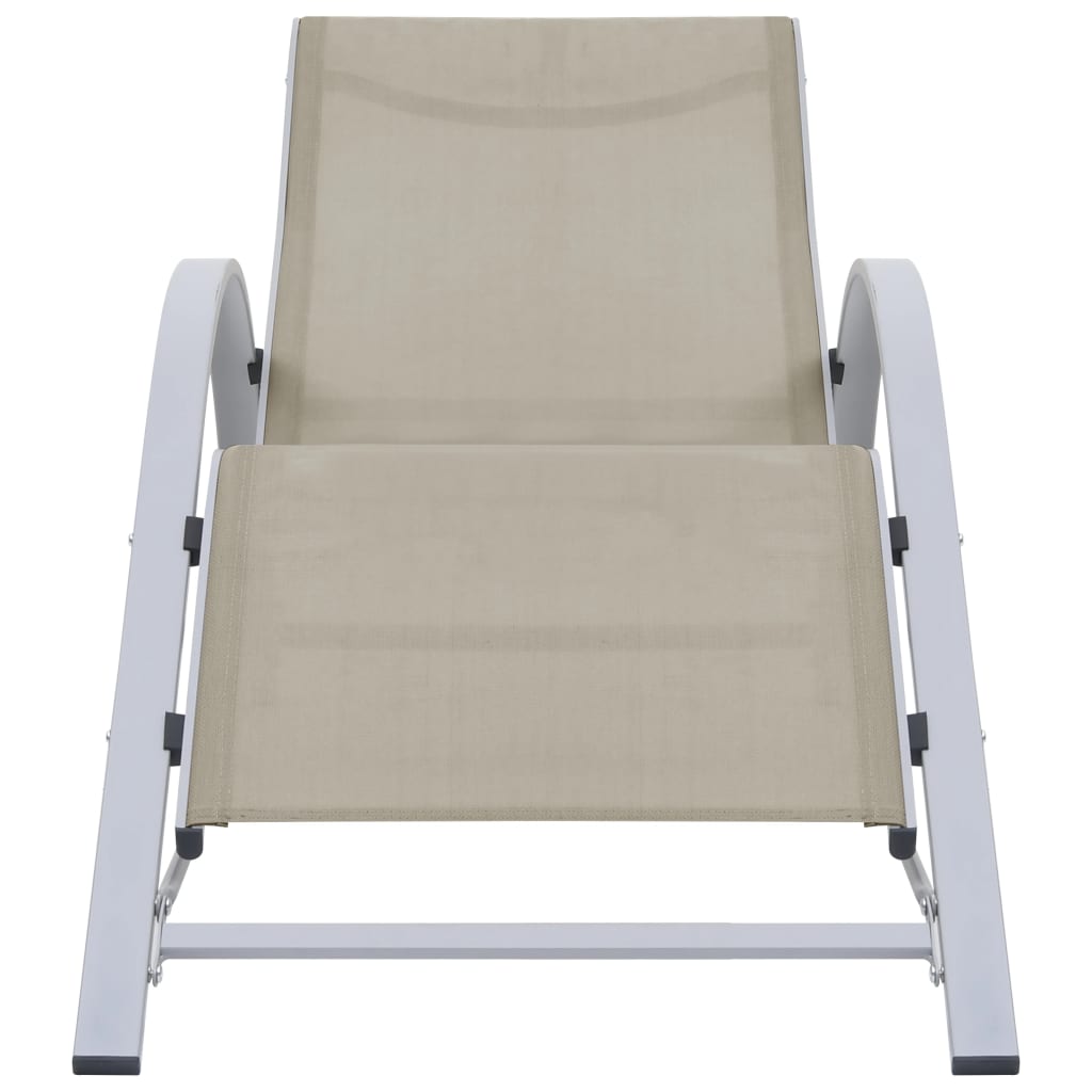 Cream Aluminum Sun Lounger Set with Table - 2 Pieces