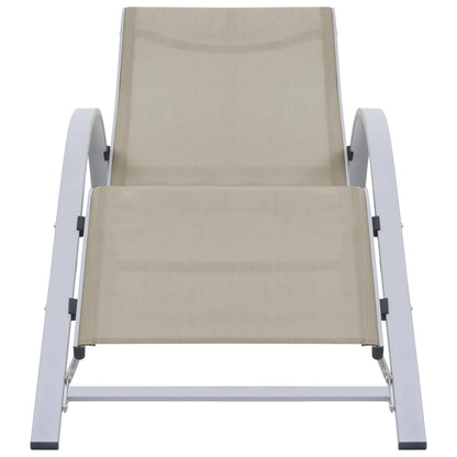 Cream Aluminum Sun Lounger Set with Table - 2 Pieces