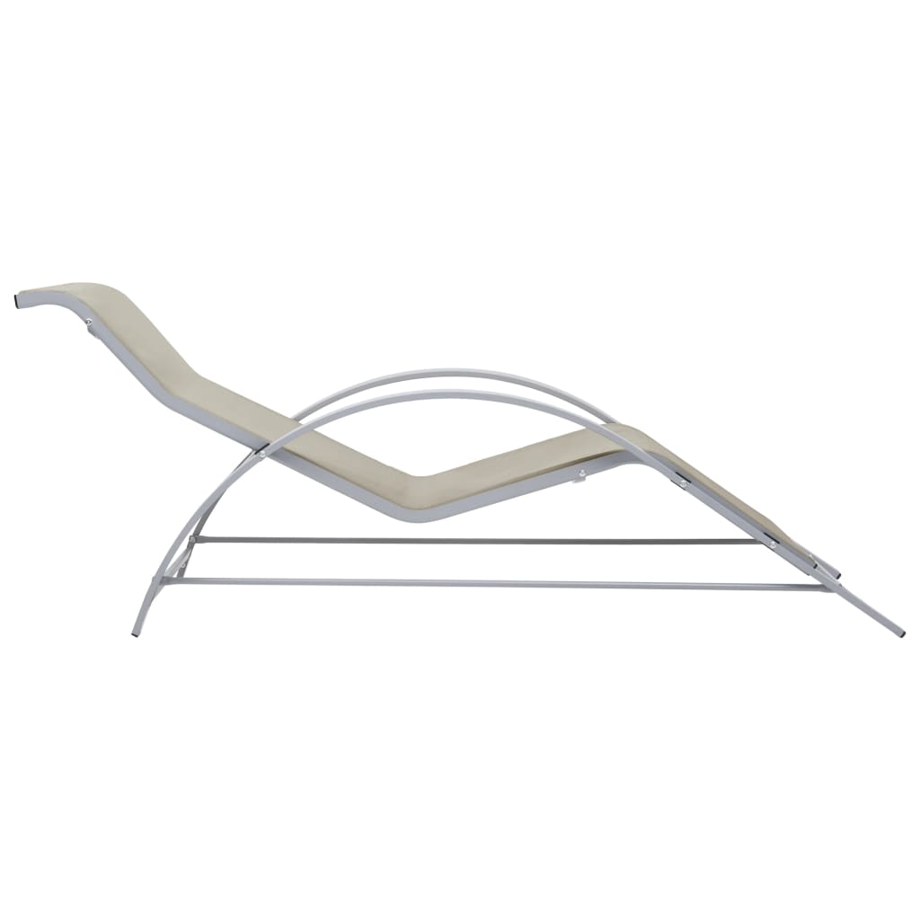 Cream Aluminum Sun Lounger Set with Table - 2 Pieces