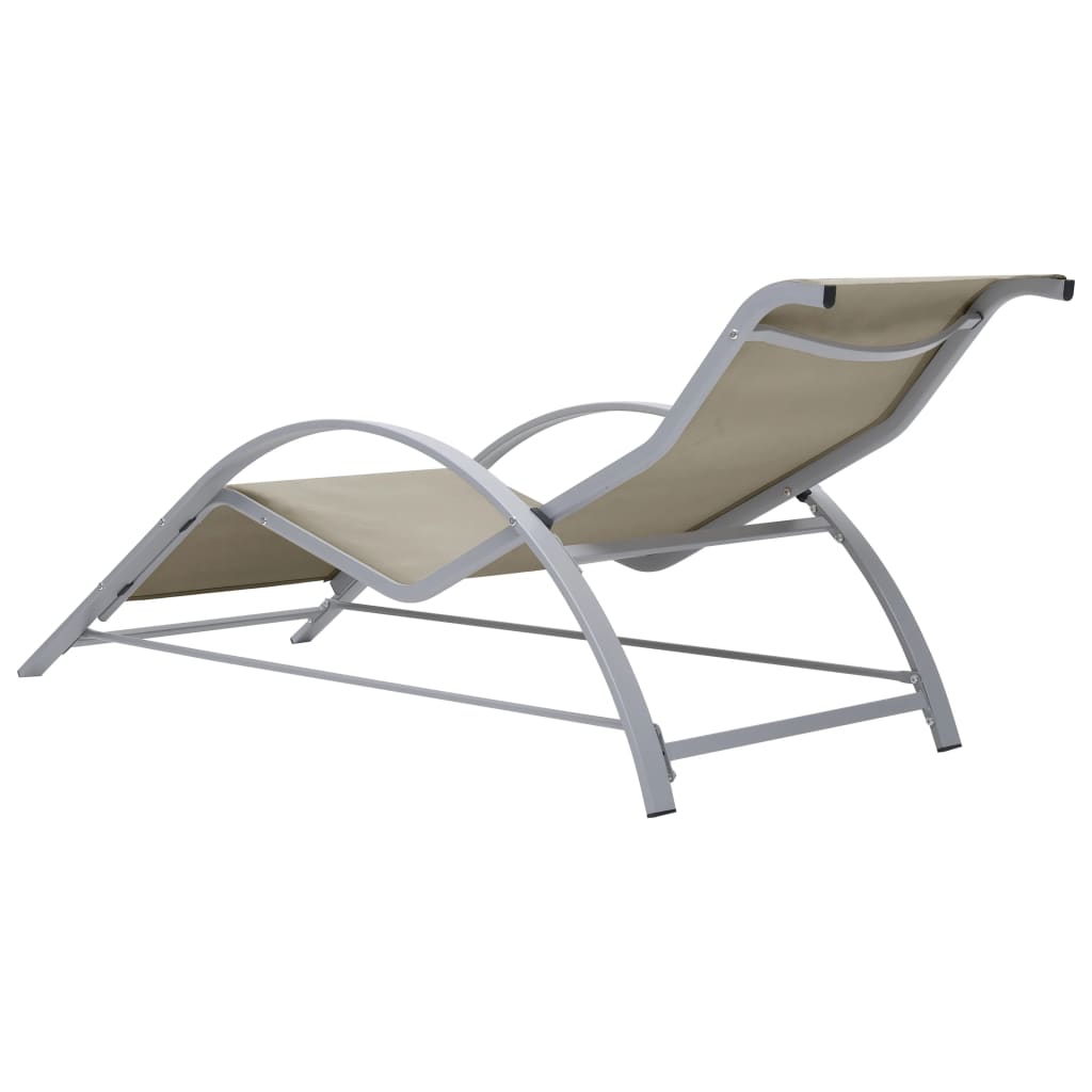 Cream Aluminum Sun Lounger Set with Table - 2 Pieces