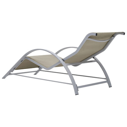 Cream Aluminum Sun Lounger Set with Table - 2 Pieces