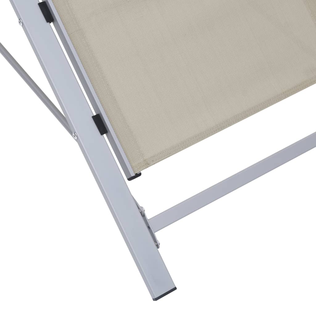 Cream Aluminum Sun Lounger Set with Table - 2 Pieces