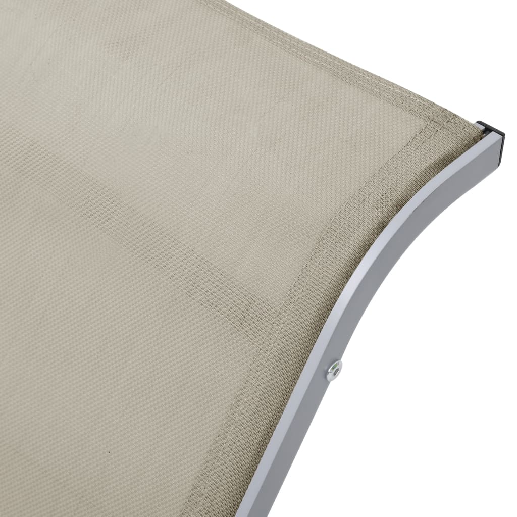 Cream Aluminum Sun Lounger Set with Table - 2 Pieces