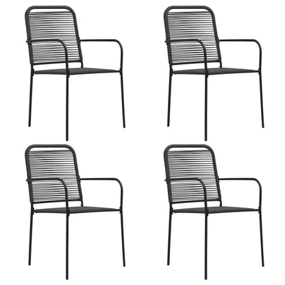 4-Piece Black Steel & Cotton Rope Garden Chairs