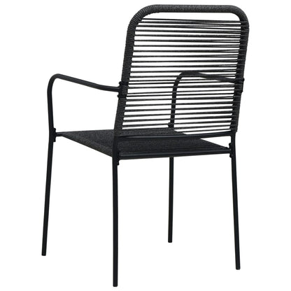 4-Piece Black Steel & Cotton Rope Garden Chairs