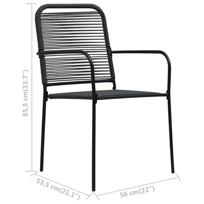 4-Piece Black Steel & Cotton Rope Garden Chairs