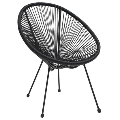 2-Piece Black Rattan Garden Moon Chairs - Stylish Outdoor Seating