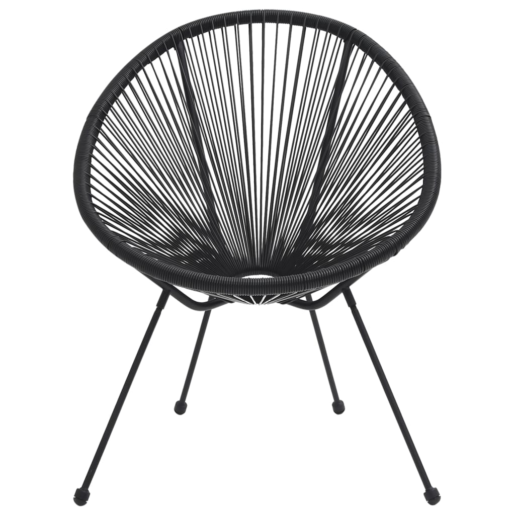 2-Piece Black Rattan Garden Moon Chairs - Stylish Outdoor Seating