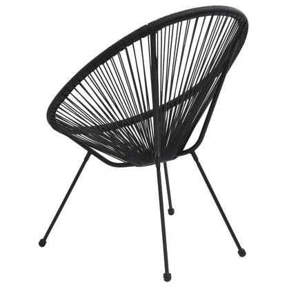 2-Piece Black Rattan Garden Moon Chairs - Stylish Outdoor Seating