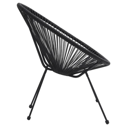 2-Piece Black Rattan Garden Moon Chairs - Stylish Outdoor Seating