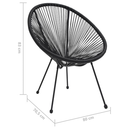 2-Piece Black Rattan Garden Moon Chairs - Stylish Outdoor Seating