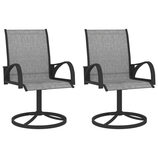 Stylish Grey Textilene & Steel Garden Swivel Chairs Set of 2