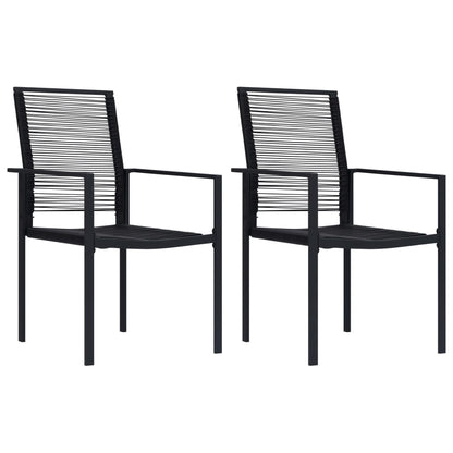 Sleek Black PVC Rattan Garden Chairs Set of 2 - Durable & Stylish