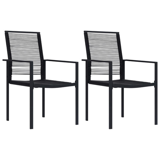 Sleek Black PVC Rattan Garden Chairs Set of 2 - Durable & Stylish