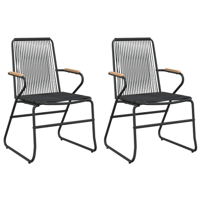 Stylish Black PVC Rattan Garden Chairs Set of 2 - 58x59x85.5 cm