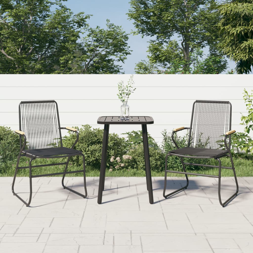Stylish Black PVC Rattan Garden Chairs Set of 2 - 58x59x85.5 cm