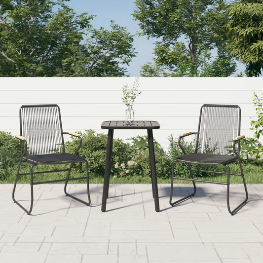 Stylish Black PVC Rattan Garden Chairs Set of 2 - 58x59x85.5 cm