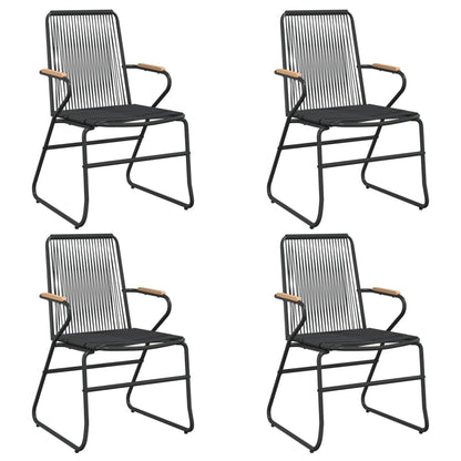 Set of 4 Black PVC Rattan Garden Chairs 58x59x85.5 cm