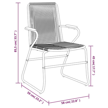 Set of 4 Black PVC Rattan Garden Chairs 58x59x85.5 cm