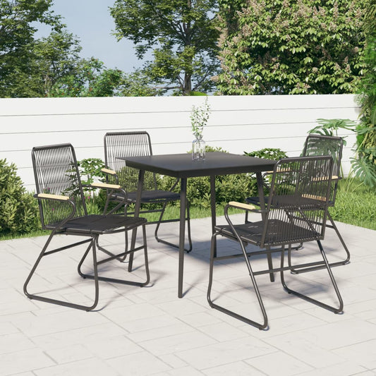 Set of 4 Black PVC Rattan Garden Chairs 58x59x85.5 cm