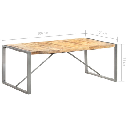 Solid Mango Wood Dining Table - 200x100x75 cm, Rustic Charm