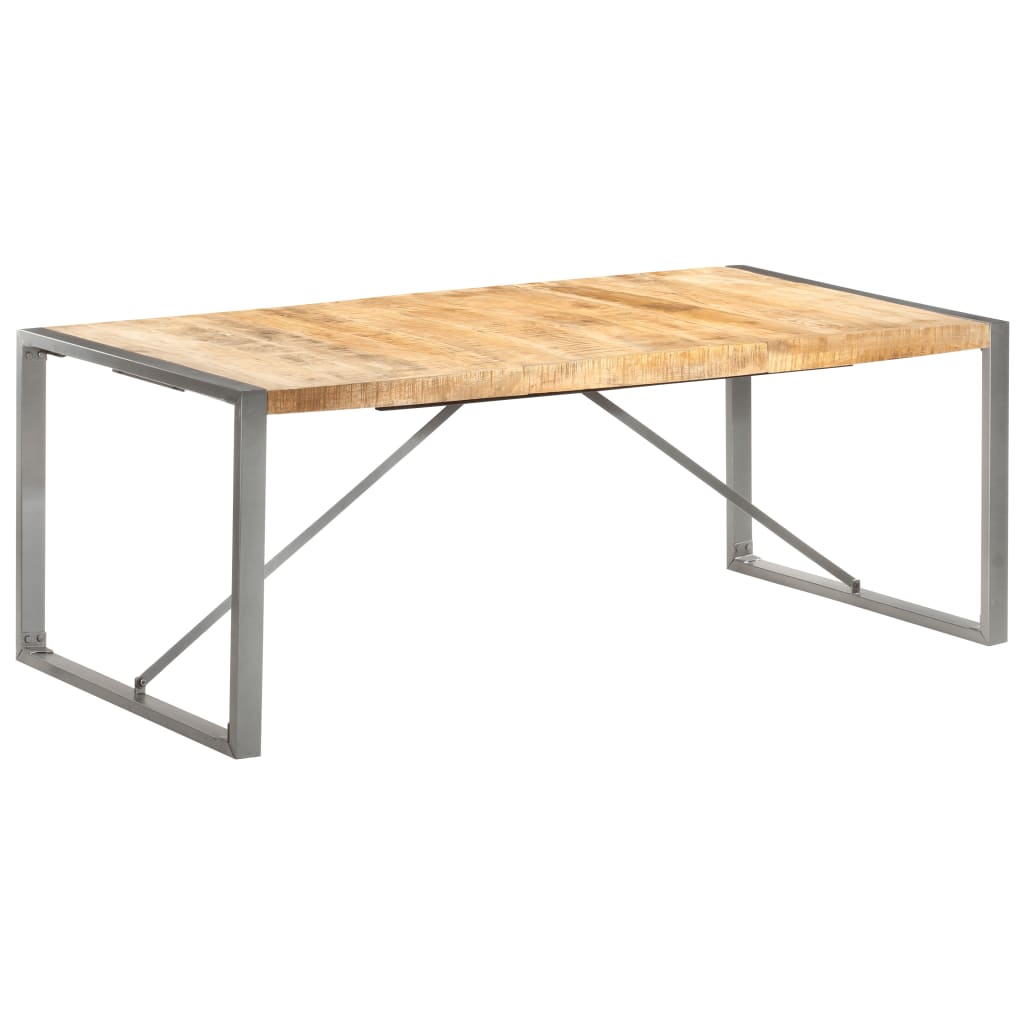 Solid Mango Wood Dining Table - 200x100x75 cm, Rustic Charm