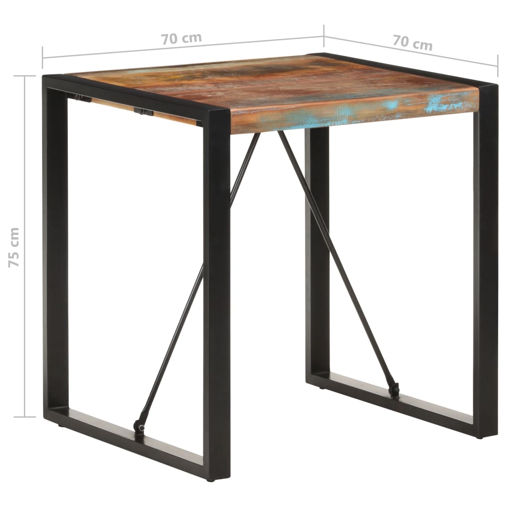 Eco-Friendly 70x70x75 cm Dining Table - Solid Reclaimed Wood