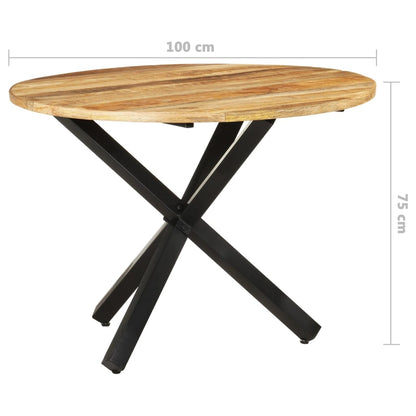 Round Dining Table in Rustic Mango Wood, 100x100x75 cm
