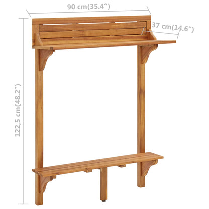 Acacia Wood Balcony Bar Table 90x37x122.5 cm - Solid & Stylish