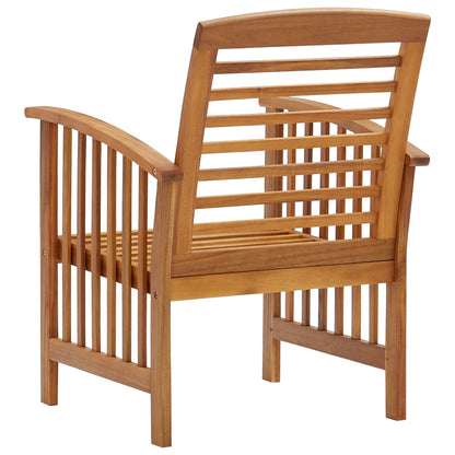 Solid Acacia Wood Garden Chairs Set of 2 - Natural Finish