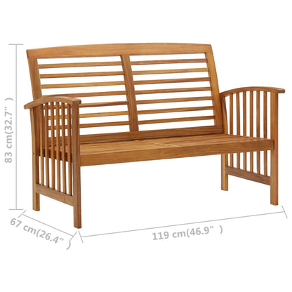 Solid Acacia Wood Garden Bench - 119 cm, Durable Outdoor Seating
