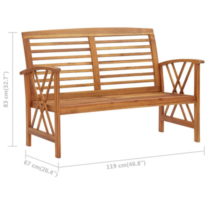 Solid Acacia Wood Garden Bench - 119 cm Outdoor Seating