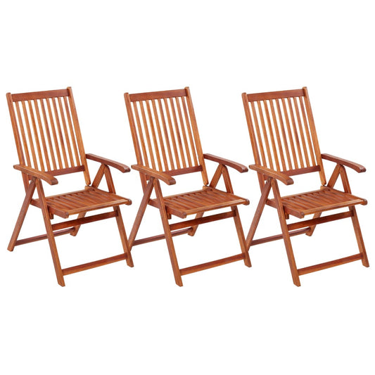 3-Piece Acacia Wood Folding Garden Chairs - Solid & Stylish