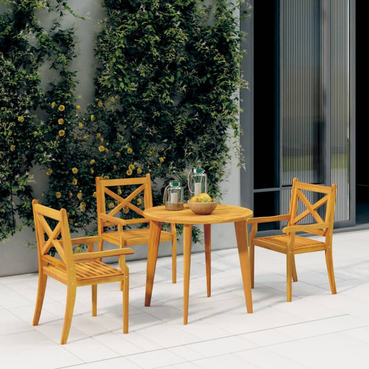 Stylish 3-Piece Solid Acacia Wood Outdoor Dining Chairs Set