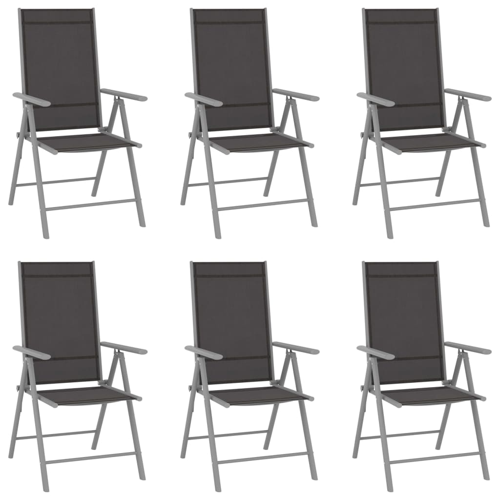 6-Piece Black Textilene Folding Garden Chairs Set - Durable & Stylish