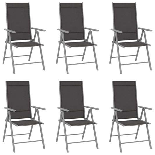 6-Piece Black Textilene Folding Garden Chairs Set - Durable & Stylish