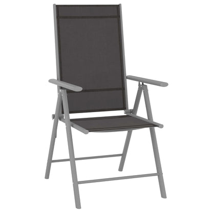 6-Piece Black Textilene Folding Garden Chairs Set - Durable & Stylish