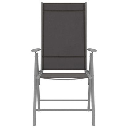 6-Piece Black Textilene Folding Garden Chairs Set - Durable & Stylish