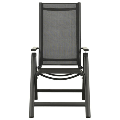 Sleek Black Folding Garden Chairs 2pcs - Textilene & Aluminium