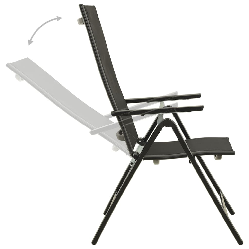 Sleek Black Folding Garden Chairs 2pcs - Textilene & Aluminium