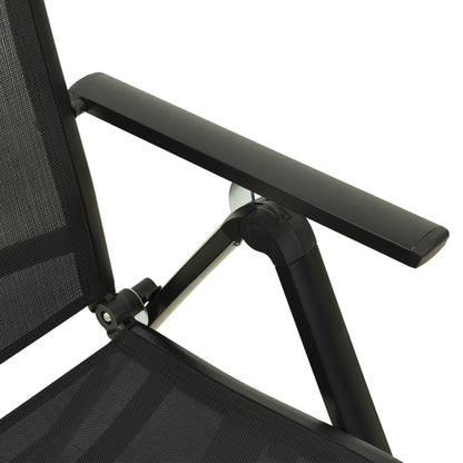 Sleek Black Folding Garden Chairs 2pcs - Textilene & Aluminium